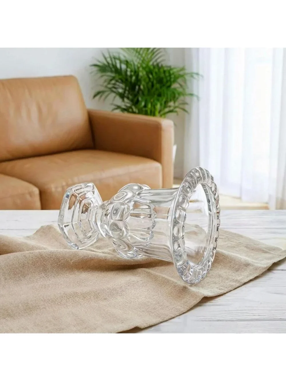 8-Inch Vintage Glass Urn Vase - Large Crystal Flower Centerpiece for Home Decor